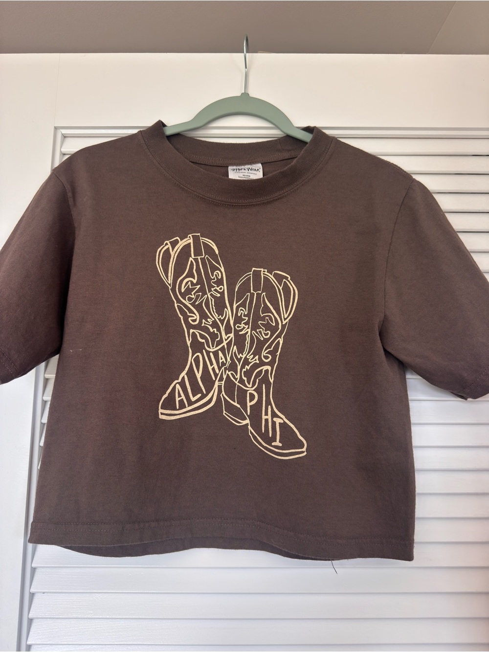 Alpha phi Graphic Cowboy Boot Brown Tee